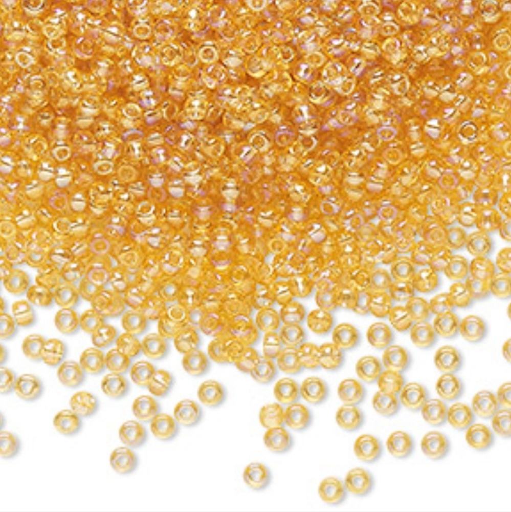 5/$20 Seed Bead Czech Glass Translucent Light Topaz Tube